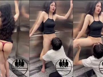 Đang phô dâm trong thang máy hữu duyên gặp trai lạ cho em vét máng